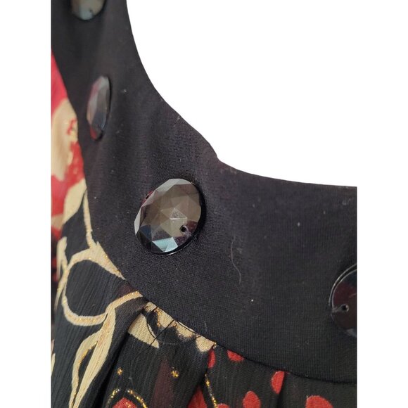 Le Bos Blouse 16W Red Layered Embellished Glitter Sparkle Slimming - Picture 6 of 11